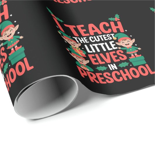 Kerstleraar Ik geef les aan Schattigee Elfen kleut Cadeaupapier (Rol Hoek)