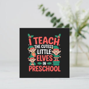 Kerstleraar Ik Leer Cute Elfen Kleuterschool  Kaart
