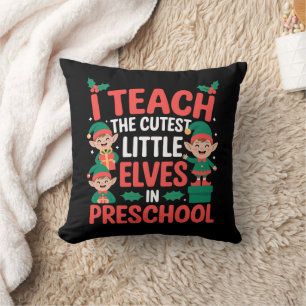 Kerstleraar Ik Leer Cute Elfen Kleuterschool  Kussen