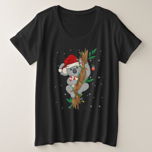 Kerstleraar kerstman Koala Santa Sleigh Grote Maat T-shirt (Design voorkant)