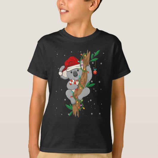 Kerstleraar kerstman Koala Santa Sleigh T-shirt (Voorkant)