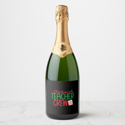 Kerstleraar, kerstman sparkling wijnetiket (Voorkant)