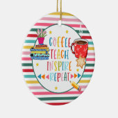 Kerstleraar koffie onderricht sanitize covid19 keramisch ornament (Rechts)