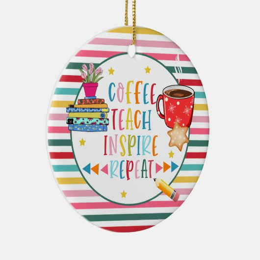 Kerstleraar koffie onderricht sanitize covid19 keramisch ornament (Rechts)