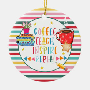 Kerstleraar koffie onderricht sanitize covid19 keramisch ornament
