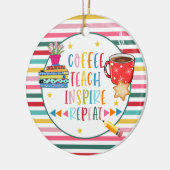 Kerstleraar koffie onderricht sanitize covid19 keramisch ornament (Links)