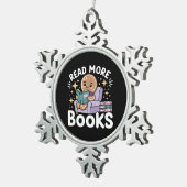 Kerstleraar Lees meer Boeken Grappig Tin Sneeuwvlok Ornament (Rechts)