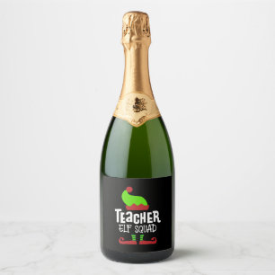 Kerstleraar, leraar elftal sparkling wijnetiket