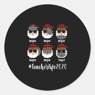 Kerstleraar Life 2020 Santa Wearing Mask Ronde Sticker