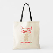 kerstleraar ontbijtkoekjes cadeau tote bag (Achterkant)