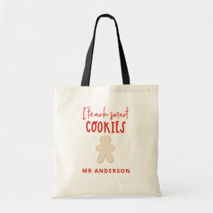 kerstleraar ontbijtkoekjes cadeau tote bag