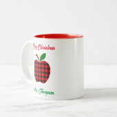 kerstleraar Red Pset Apple - Aangepaste naam Tweekleurige Koffiemok (Voorkant links)