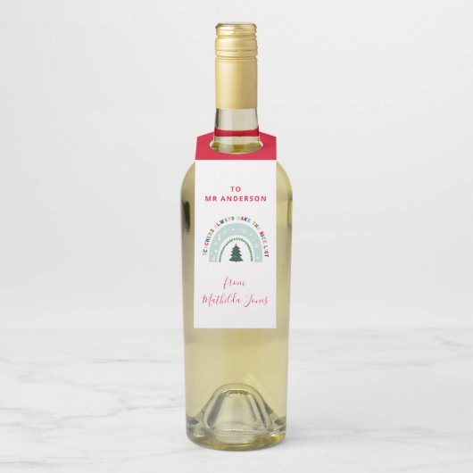 Kerstleraar regenboog leuk cadeau flessenhanger (Op fles)