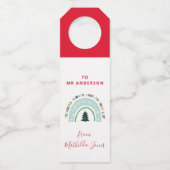 Kerstleraar regenboog leuk cadeau flessenhanger (Voorkant)