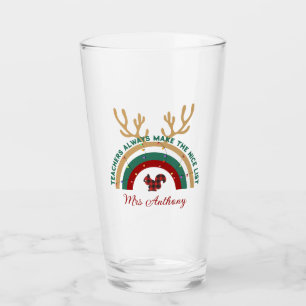 Kerstleraar regenboog leuk cadeau glas