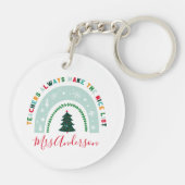 Kerstleraar regenboog leuk cadeau sleutelhanger (Achterkant)
