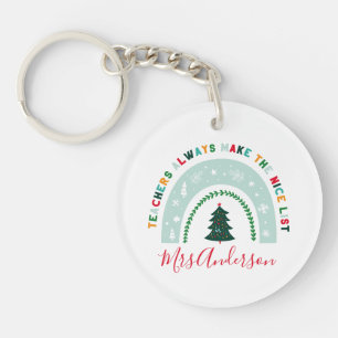 Kerstleraar regenboog leuk cadeau sleutelhanger