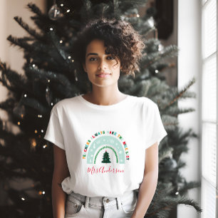 Kerstleraar regenboog leuk cadeau t-shirt