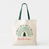 Kerstleraar regenboog leuk cadeau tote bag (Achterkant)