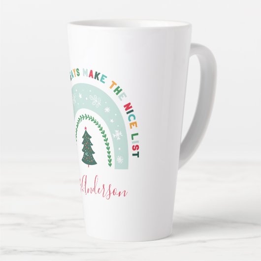 kerstleraar regenboog leuke cadeaubon latte mok (Rechterhoek)
