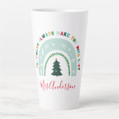 kerstleraar regenboog leuke cadeaubon latte mok (Voorkant)