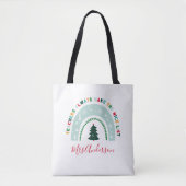 Kerstleraar regenboog leuke lijst schattig cadeaut tote bag (Voorkant)