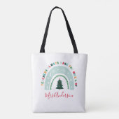 Kerstleraar regenboog leuke lijst schattig cadeaut tote bag (Achterkant)