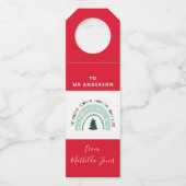 Kerstleraar regenboog leuke lijst schattige cadeau flessenhanger (Voorkant)