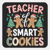 Kerstleraar Slim Koekjesbrood Vierkante Sticker (Voorkant)