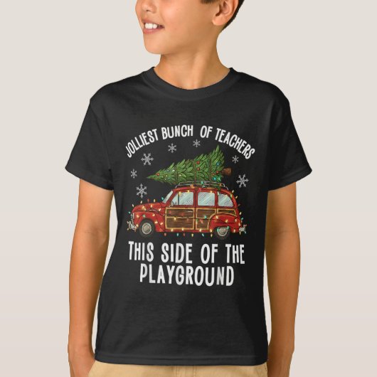 Kerstleraar Squad Feestelijke Car Tree Lights XM T-shirt (Voorkant)