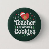 Kerstleraar van slimme koekjes ronde button 5,7 cm (Voorkant)