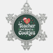 Kerstleraar van slimme koekjes tin sneeuwvlok ornament (Voorkant)