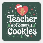 Kerstleraar van slimme koekjes vierkante sticker (Voorkant)