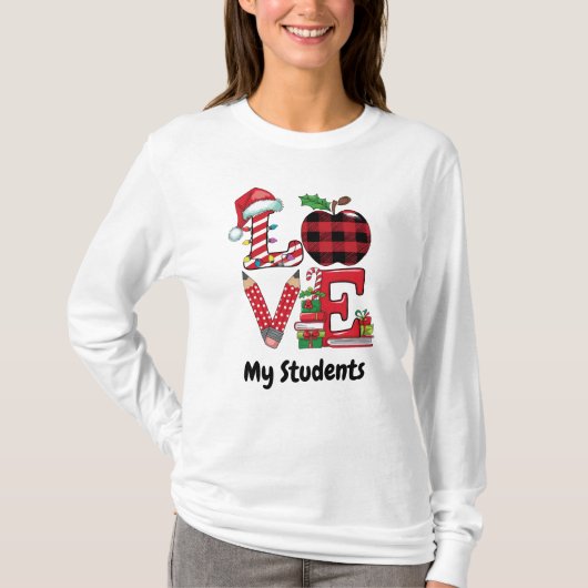 Kerstleraren houden van mijn studenten t-shirt (Voorkant)
