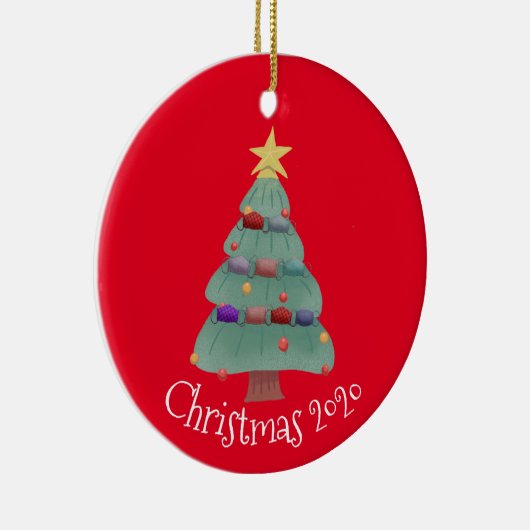 kerstlettermaskerstructuur 2020 keramisch ornament (Rechts)