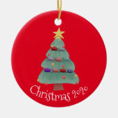 kerstlettermaskerstructuur 2020 keramisch ornament (Voorkant)