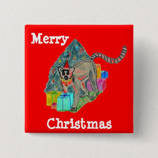 Kerstleur Vierkante Button 5,1 Cm (Voorkant)