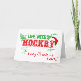Kerstleven heeft Hockey Coach Wenskaart nodig Feestdagen Kaart