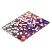 Kerstlicht achtergrond. Vakantiegloeiende grafiet Notitieboek (Linkerzijde)