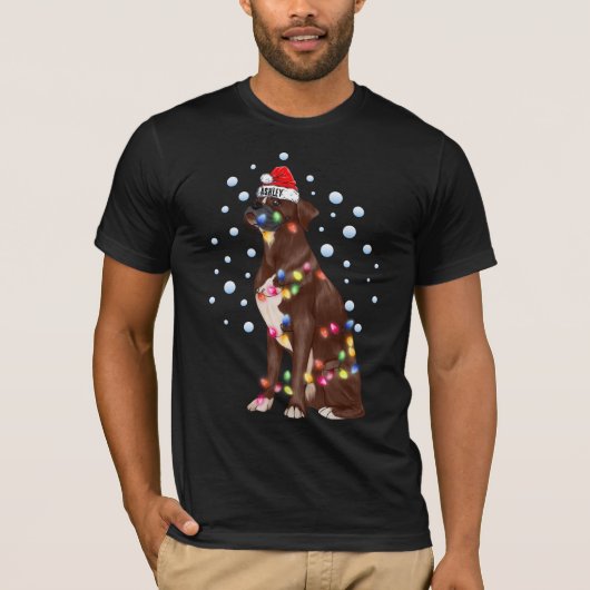 Kerstlicht Boxer Dog Puppy T-shirt (Voorkant)