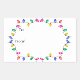 Kerstlicht Cadeausticker Rechthoekige Sticker