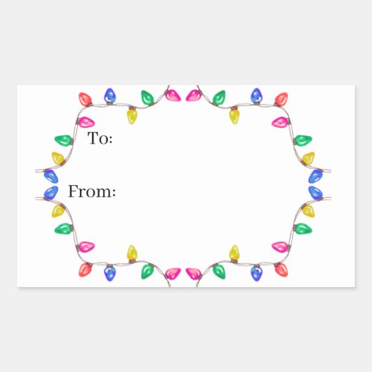 Kerstlicht Cadeausticker Rechthoekige Sticker (Voorkant)