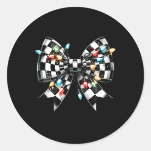 Kerstlicht Coquette Geruite strik Xmas Matchi Ronde Sticker