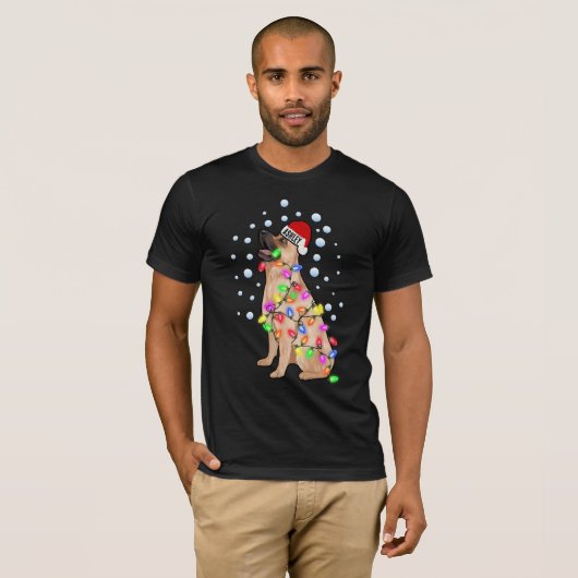 kerstlicht Duitse herderhond T-shirt (Voorkant volledig)