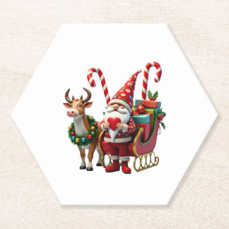 Kerstlicht Gnome Kerstman Slede Rijden Hoog Kartonnen Onderzetters