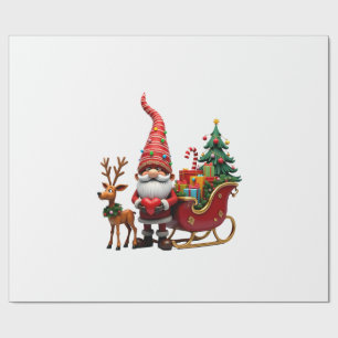 Kerstlicht Gnome Kerstman Slede Rijdt Hoi Cadeaupapier