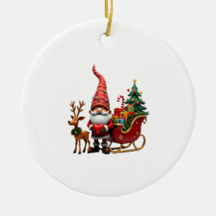 Kerstlicht Gnome Kerstman Slede Rijdt Hoi Keramisch Ornament