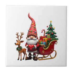 Kerstlicht Gnome Kerstman Sleet Rijden Hoi Tegeltje