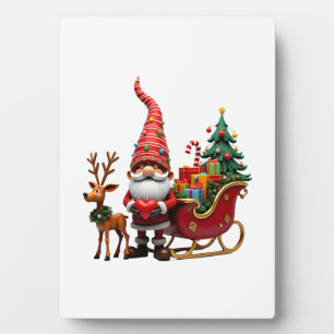 Kerstlicht Gnome Kerstman Sleigh Rijden Hoog Fotoplaat