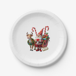 Kerstlicht Gnome Kerstman Sleigh Rijden Hoog Papieren Bordje